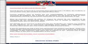 [Paris SG] communiqué du Collectif Ultras Paris suite aux incidents survenus samedi dernier entre membres du CUP